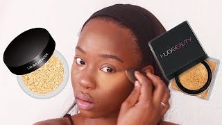 NOUVELLE TEINTE  LAURA MERCIER POUDRE TRANSLUCIDE HONEY VS HUDA BEAUTY KUNAFA [upl. by Neille]