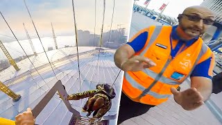 INSANE SECURITY ESCAPE O2 ARENA SUNRISE CLIMB [upl. by Aruasi]