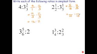 Simplifying Ratios Involving Mixed Numbers [upl. by Ailerua169]