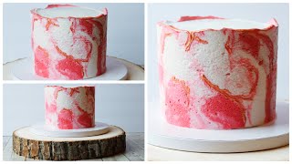 Marbled buttercream cake decorating tutorial [upl. by Knighton]