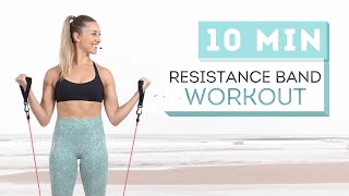 10 min RESISTANCE BAND WORKOUT  Full Body Fitness Routine [upl. by Yewed]