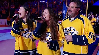 Nashville hyped up as Vince Gill amp his daughters sing national anthem [upl. by Morten]