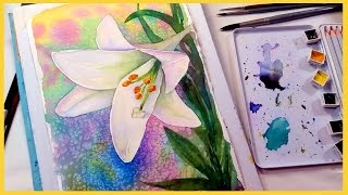 LIVE Easter Lily in Watercolor amp Tips for Painting White Flowers [upl. by Oiciruam482]