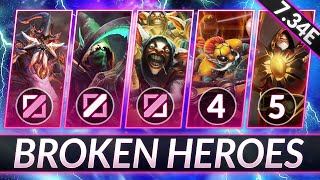 4 MOST BROKEN HEROES in EVERY ROLE  CLIMB MMR FAST in 734E  Dota 2 Meta Guide [upl. by Huxham]