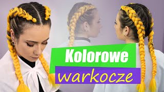 Kolorowe warkocze na włosach do ramion [upl. by Draneb]