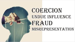 Coercion Undue Influence Fraud Misrepresentation  Indian Contract Act 1872  Law Guru [upl. by Attehcnoc160]