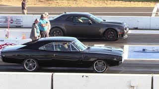 Legendary Charger RT vs Dodge Demon  14 mile drag race [upl. by Nnylireg]