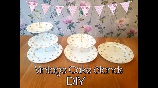 How to Make Vintage Cake Stands  Vintage Tea Party  DIY Tutorial [upl. by Aicillyhp]