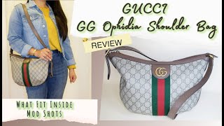 Gucci GG Ophidia Shoulder Bag Review  MOD SHOTS  What Fit Inside [upl. by Joo]