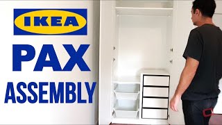 IKEA PAX Wardrobe Assembly With Doors and Soft Closing Hinges [upl. by Tigram]