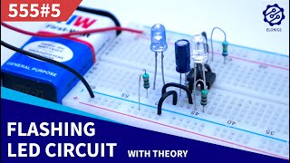 Adjustable FlashingBlinking LED circuit on Breadboard  555 Timer Project 5 [upl. by Acira675]