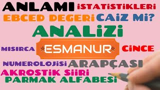 ESMANUR  İSMİNİN ANLAMIAYRINTILI ANALİZİ [upl. by Dody]