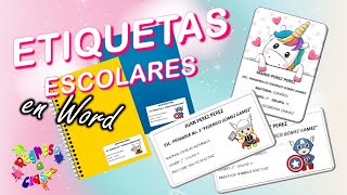 COMO HACER ETIQUETAS ESCOLARES Personalizadas en Word [upl. by Diahann997]