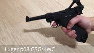 KWC P08 Luger CO2 Blowback Airsoft Review [upl. by Wittie678]