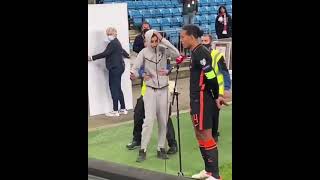 Virgil Van Dijk pushes a fan during interview [upl. by Eusadnilem]