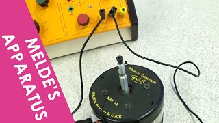 Standing Waves on a String Meldes Apparatus  PRACTICAL  A Level Physics [upl. by Nosidam916]