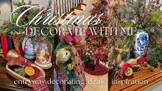 2024 CHRISTMAS ENTRYWAY Decorate with Me  Traditional Holiday Decorating Ideas amp Inspiration [upl. by Sil]