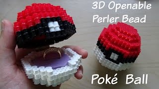 3D Perler Bead Openable Poké Ball Ring Box [upl. by Dublin495]