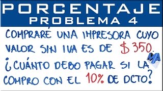 Porcentaje problemas de aplicación  Ejemplo 4 [upl. by Cheung]