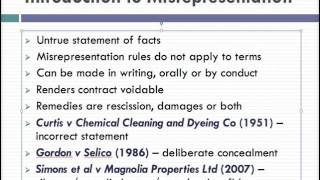 Misrepresentation Lecture 1 of 4 [upl. by Serle144]