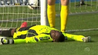 Goalkeeper knocked unconscious after hitting post Belgium Pro League Goals amp Highlights [upl. by Arimahs590]