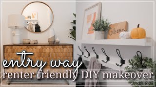 ENTRYWAY MAKEOVER Renter Friendly  Small Entryway Organization amp Decorating  Decorating Ideas 2020 [upl. by Ahsier464]