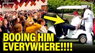 Trump RUNS TO GOLF and GETS BOOED EVERYWHERE [upl. by Yazbak]