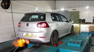 MK5 R32 Dyno Huge Flames  Over Run Remap [upl. by Weed]