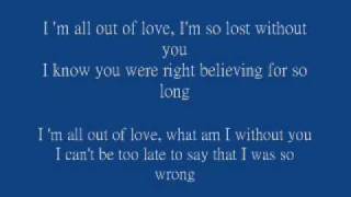 All out of love  Air Supply With Lyrics [upl. by Natsreik]